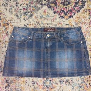 Blue Denim Mini Skirt Casual Night Out